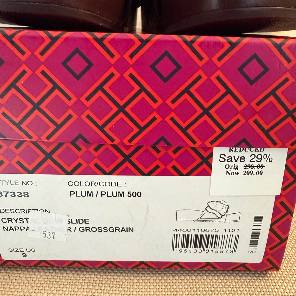 TORY BURCH Plum Crystal Bow Slide sz 9 - Picture 7 of 7
